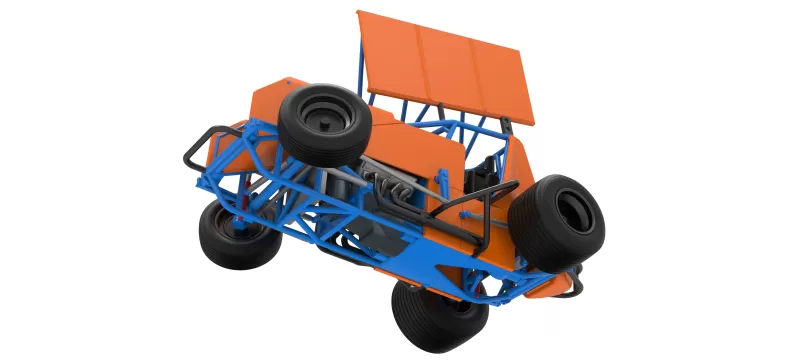 Winged Sprint car Version 2 while turning Scale 1:25 - Model preview 3