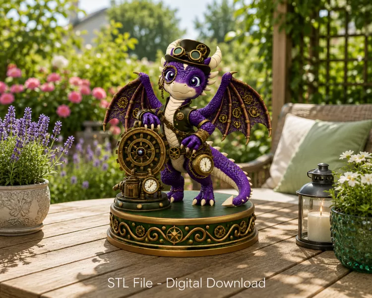 Clockwork Fantasy Dragon STL for 3D Printing - Model preview 2