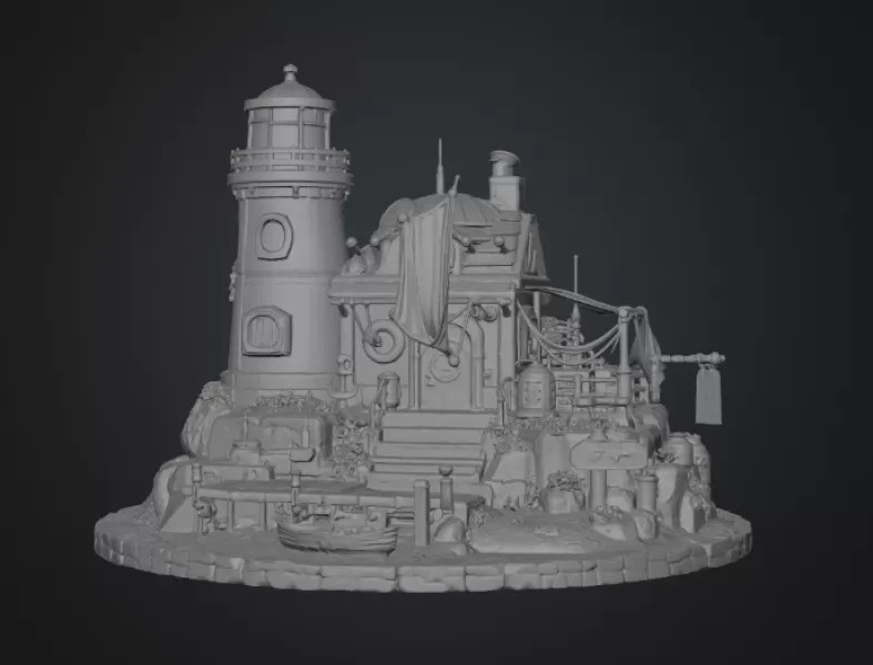 🌊 Lighthouse Harbor House STL File for 3D Print - Model preview 12