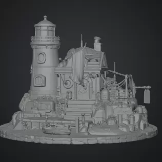 🌊 Lighthouse Harbor House STL File for 3D Print - Model thumbnail 12