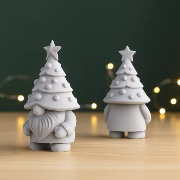 Christmas Tree Hat Gnome Figure | Festive Holiday Decor - Model preview 2