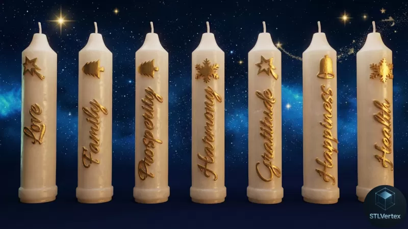 Candles for the day of the little Candles 3D Printable Models - Model preview 1