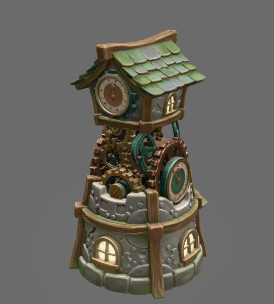 Fantasy Clock Tower STL File for 3D Printing - Model preview 6