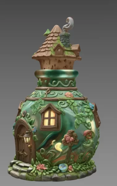 Mushroom Potion House STL File for 3D Print - Model preview 4
