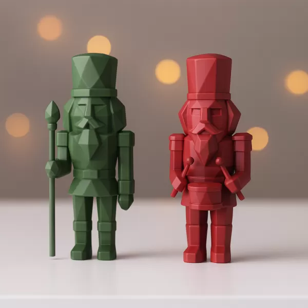 Nutcracker Figure Set | Low Poly 2 pcs Soldiers | Christmas - Model preview 6