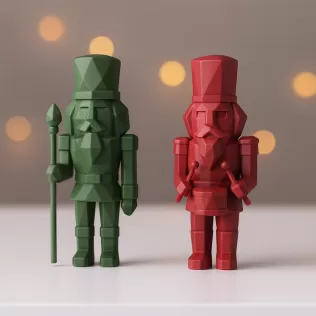 Nutcracker Figure Set | Low Poly 2 pcs Soldiers | Christmas - Model thumbnail 6
