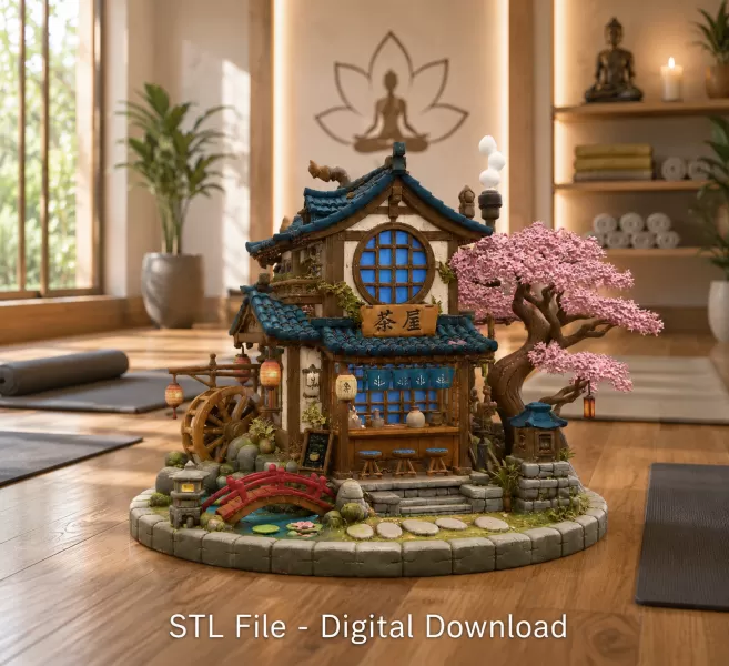 Japanese Tea House STL File for 3D Print - Model preview 4