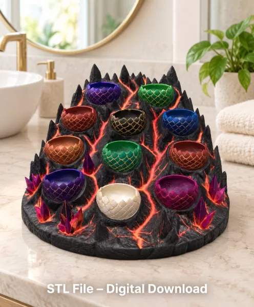 Volcanic Dragon Egg Mountain Organizer STL File for 3D Print - Model preview 3