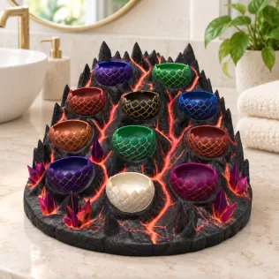 Volcanic Dragon Egg Mountain Organizer STL File for 3D Print - Model thumbnail 3