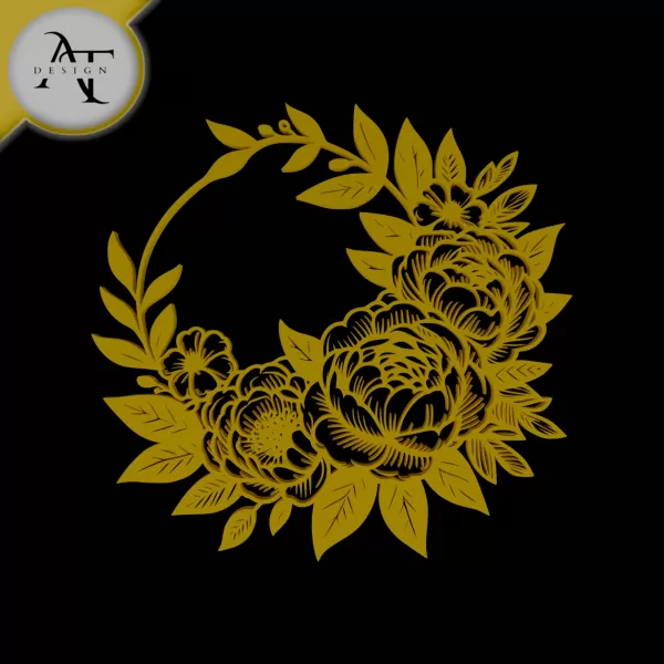 Flowers - Line Art - 2D Wall Art Decor - Model preview 1
