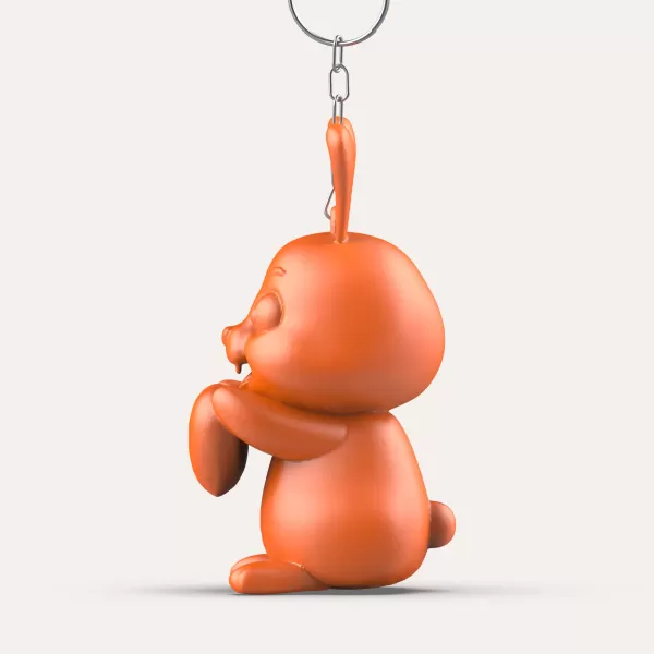 3D Easter Vampire Bunny Keychain, Cute Heart Bunny Charm, Fun - Model preview 3