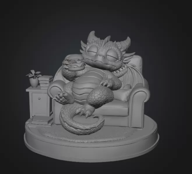 Lazy Dragon STL File for 3D Printing - Model preview 6