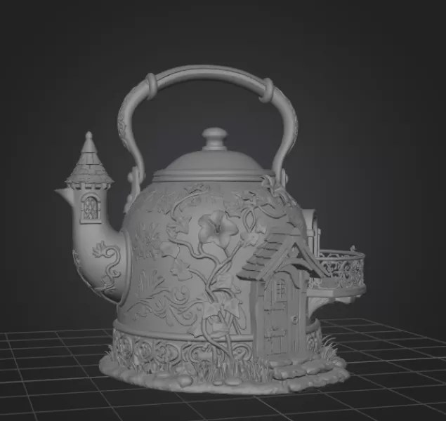 Fantasy Teapot Fairy House – STL File 3D Print - Model preview 8