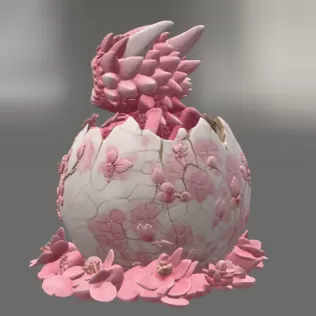 Cherry Blossom Baby Dragon in Egg STL File for 3D Print - Model thumbnail 10