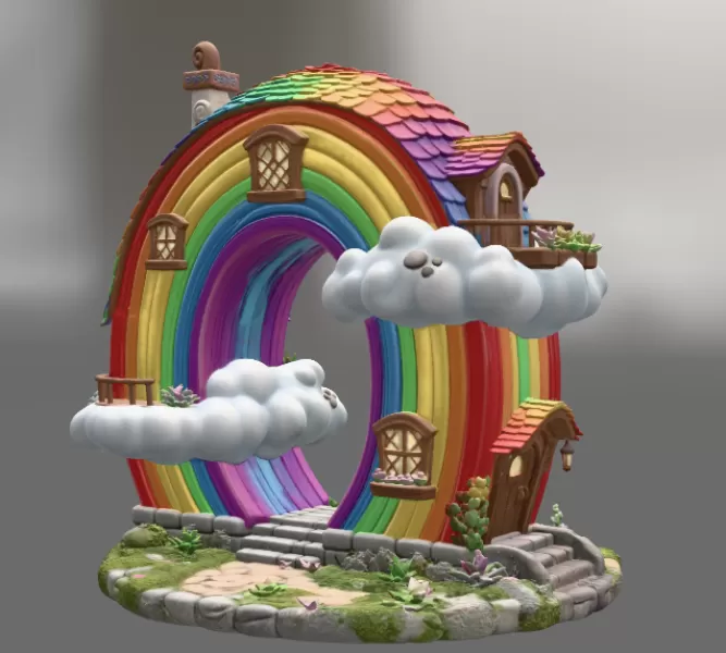 Rainbow Fantasy House STL File for 3D Printing - Model preview 6