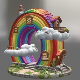 Rainbow Fantasy House STL File for 3D Printing - Model thumbnail 6