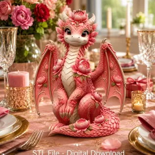 Rosé Bloom Dragon STL File for 3D Print - Model thumbnail 2