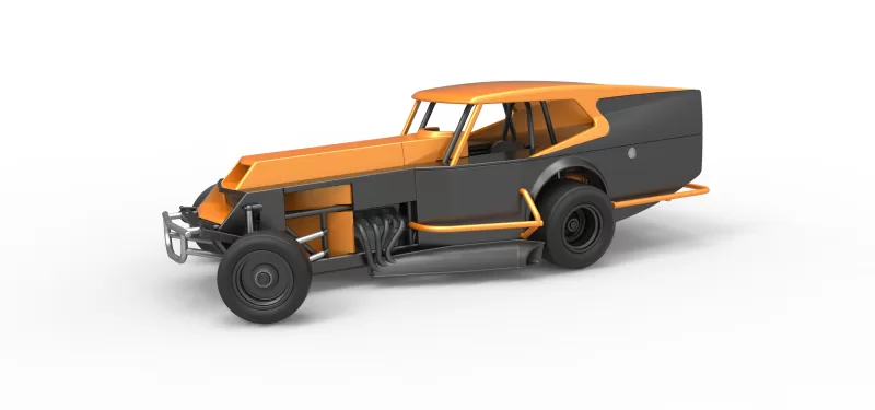 Vintage Dirt Modified stock car Version 5 while turning 1:25 - Model preview 1