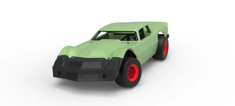 Vintage Dirt late model Race car Version 3 while turning 1:25 - Model preview 5