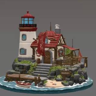 🌊 Lighthouse Harbor House STL File for 3D Print - Model thumbnail 7
