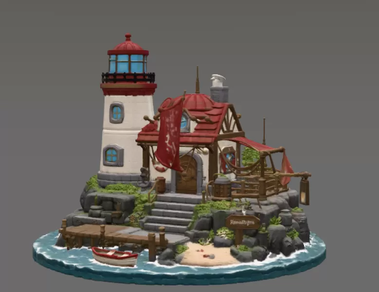 🌊 Lighthouse Harbor House STL File for 3D Print - Model preview 7