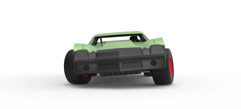 Vintage Dirt late model Race car Version 3 while turning 1:25 - Model preview 7