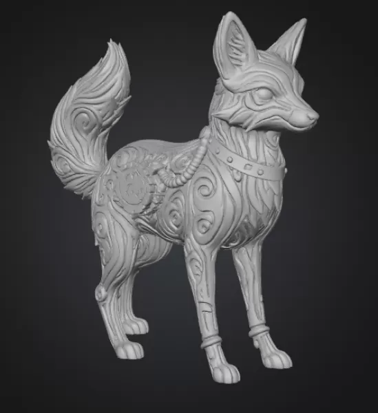 Steampunk Fox Figurine – Highly Detailed 3D Model - Model preview 5