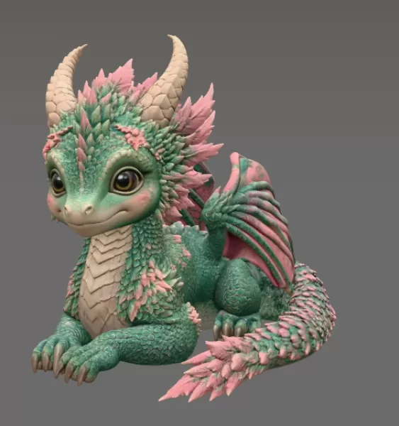 Blossom Guardian Dragon STL File for 3D Print - Model preview 4