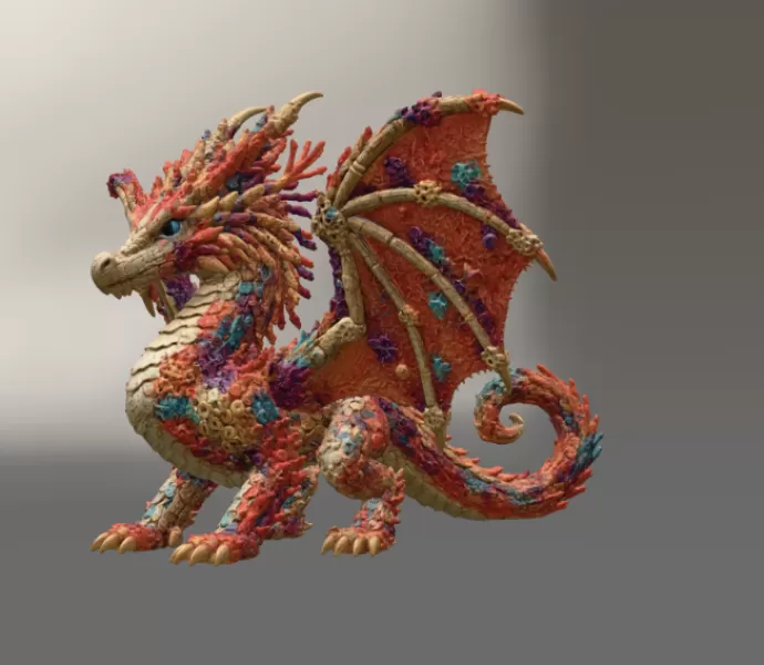 🐉 Coral Reef Dragon STL File for 3D Print - Model preview 5
