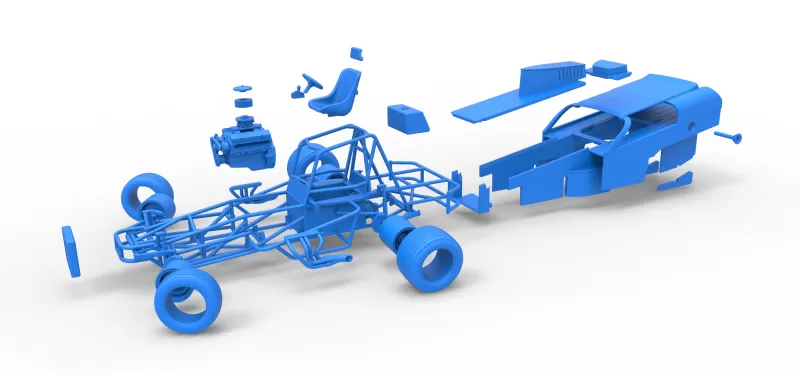 Vintage Dirt Modified stock car Version 2 while turning 1:25 - Model preview 28