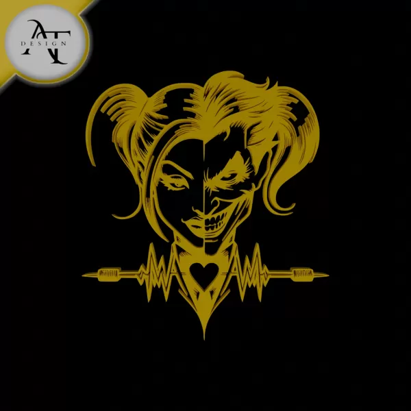 Joker and Harley Quinn - Silhouette - 2D Wall Art Decor - Model preview 1