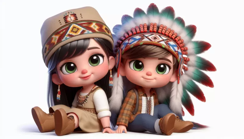 Sad Apache Kids 3D Model - Model preview 1