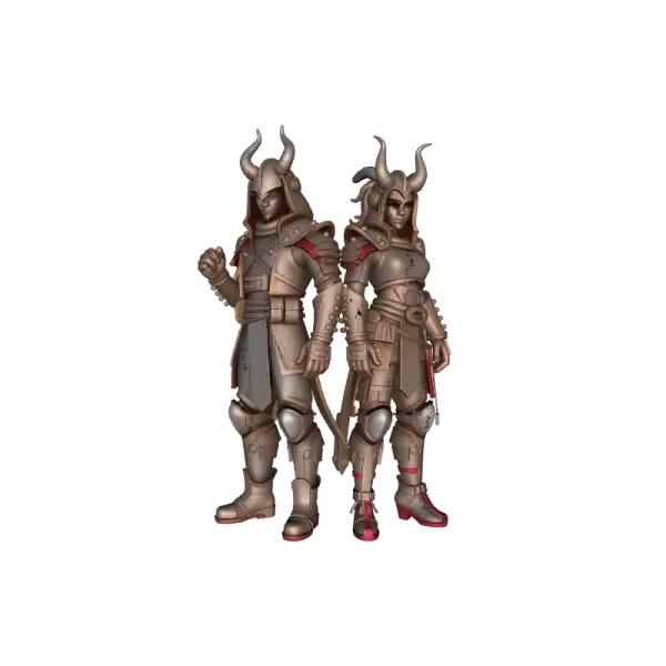 Couple Warrior 3D Printable Model - Model preview 3