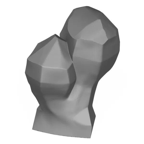 Couple Head Statue 3D Print Model - Model preview 4