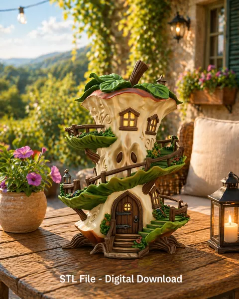 Enchanted Apple Core House STL File for 3D Printing - Model preview 1