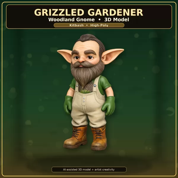 Woodland Gnome Character Collection – High-Poly Kitbash 3D Model - Model preview 10