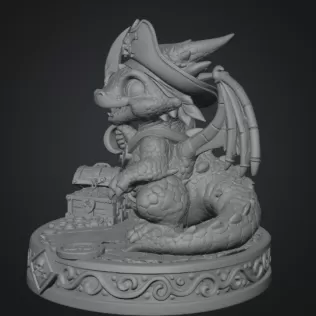 Cute Treasure Hunter Dragon STL File for 3D Printing - Model thumbnail 9