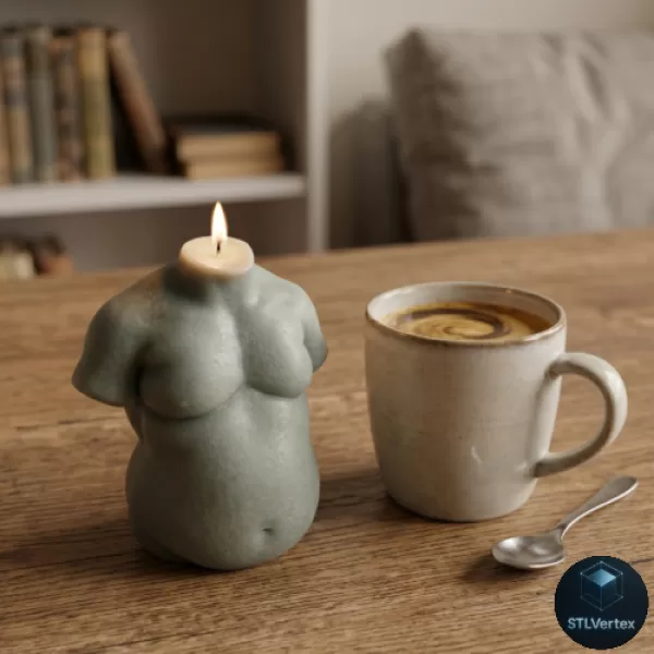 Stylized male torso, art and candle design. - Model preview 1