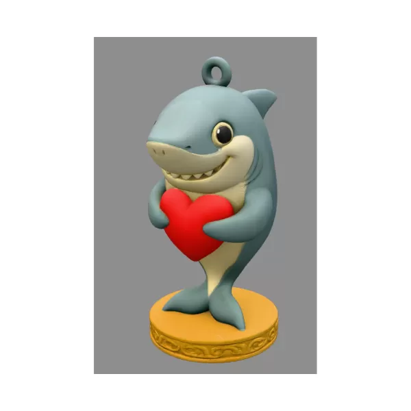 Shark with Heart — Cute Shark Pendant - Model preview 1