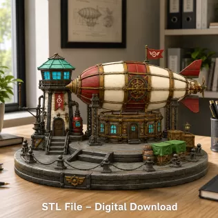 Steampunk Airship Station STL File for 3D Print - Model thumbnail 3