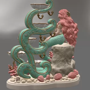 Mermaid Shell Jewelry Organizer STL File for 3D Print - Model thumbnail 10