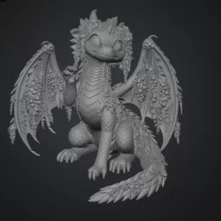 Wisteria Blossom Dragon STL File for 3D Print - Model thumbnail 13