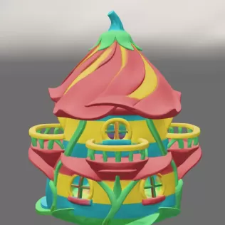 Colorful Fantasy Fairy House - STL File 3D Printable - Model thumbnail 4