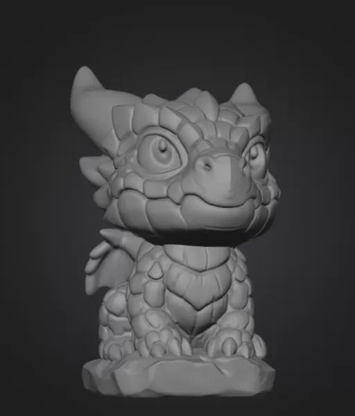 Baby Stone Dragon STL File 3D Printable Fantasy Dragon Figurine - Model preview 12