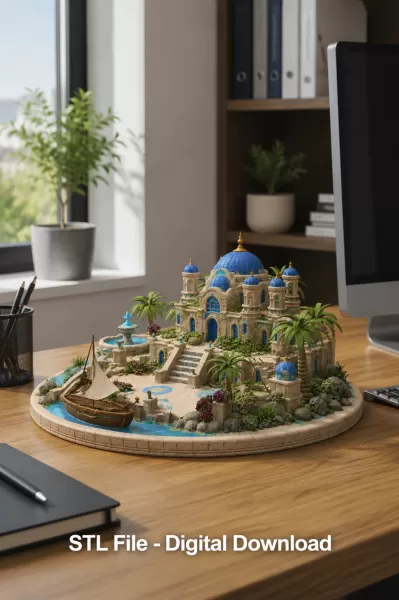 Azure Oasis Palace STL File for 3D Print - Model preview 2