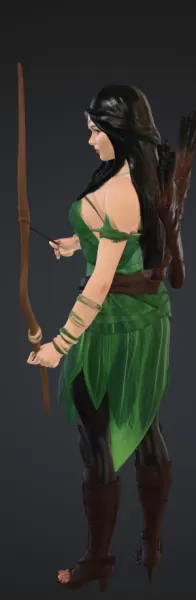 Amazone mit bogen in einem kleid - Model preview 2