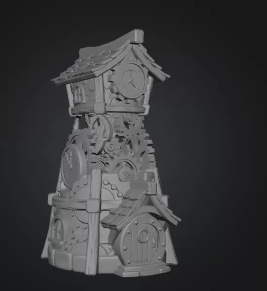 Fantasy Clock Tower STL File for 3D Printing - Model preview 12