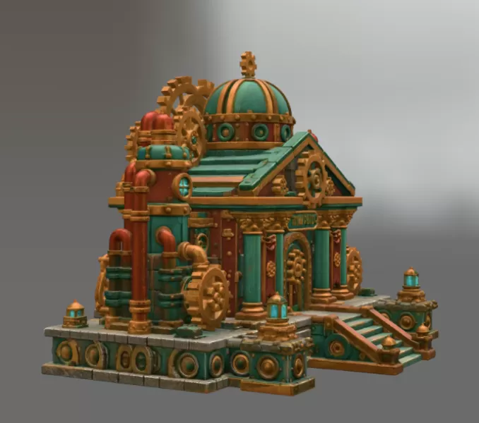 Grand Steampunk Gearworks Castle STL File for 3D Print - Model preview 9