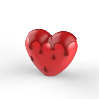 3D Melted Heart Decor, Dripping Love - Heartbreak, Surprise - Model thumbnail 1