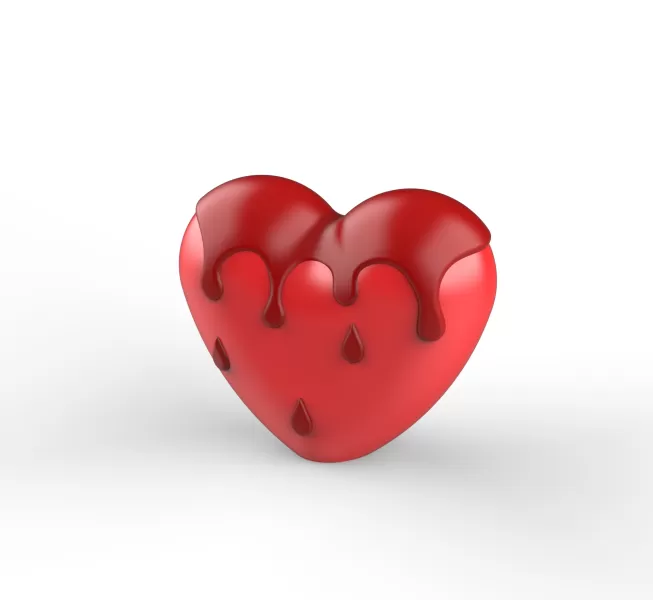 3D Melted Heart Decor, Dripping Love - Heartbreak, Surprise - Model preview 1